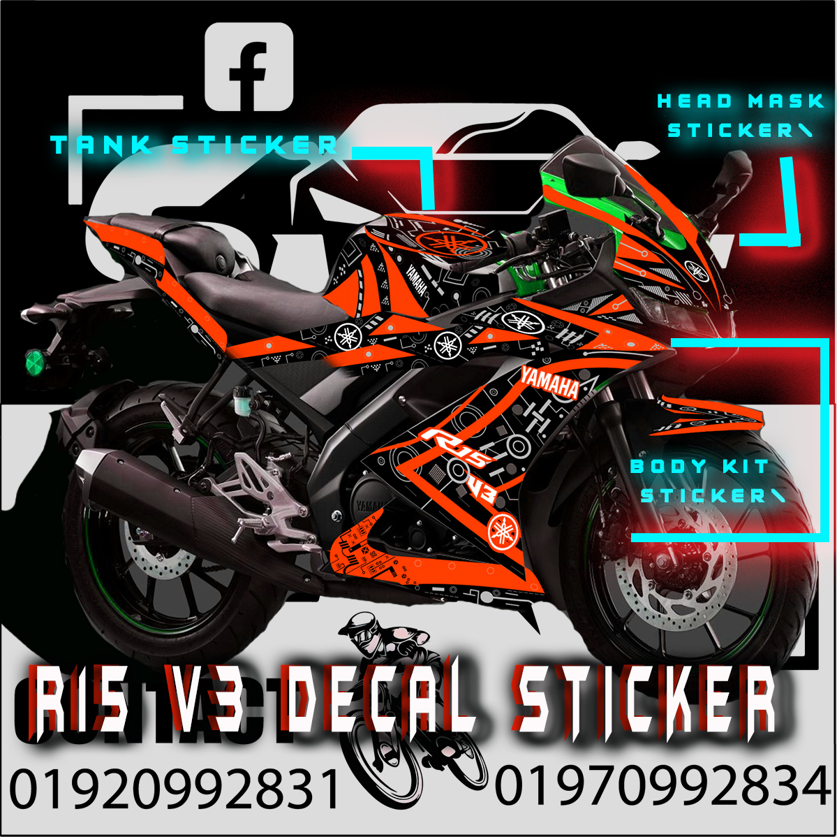 Decal Kit Full Body Wrap For R15 V3 R15 V3 Decal Sticker // YAMAHA