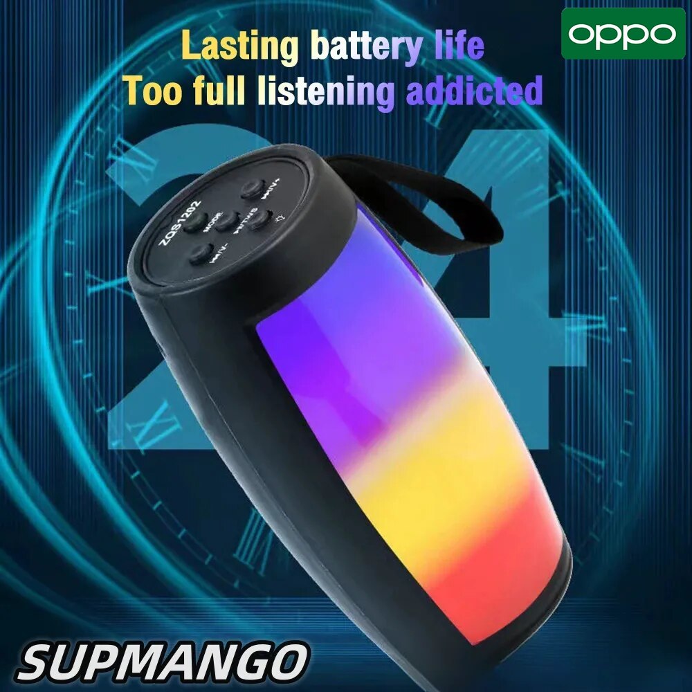 【Ready Stock+FREE Shipping+COD】OPPO-1202 Wireless Bluetooth Speakers Powerful Portable Sound Box Subwoofer Car Audio Bass MP3 Player Sound System LED Lights