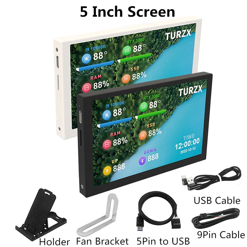 8.8 / 5 / 3.5 Inch IPS Type-C Secondary Screen Computer CPU GPU RAM HDD Monitor USB Display Freely AIDA64 Mini Monitor Win 10 11. 