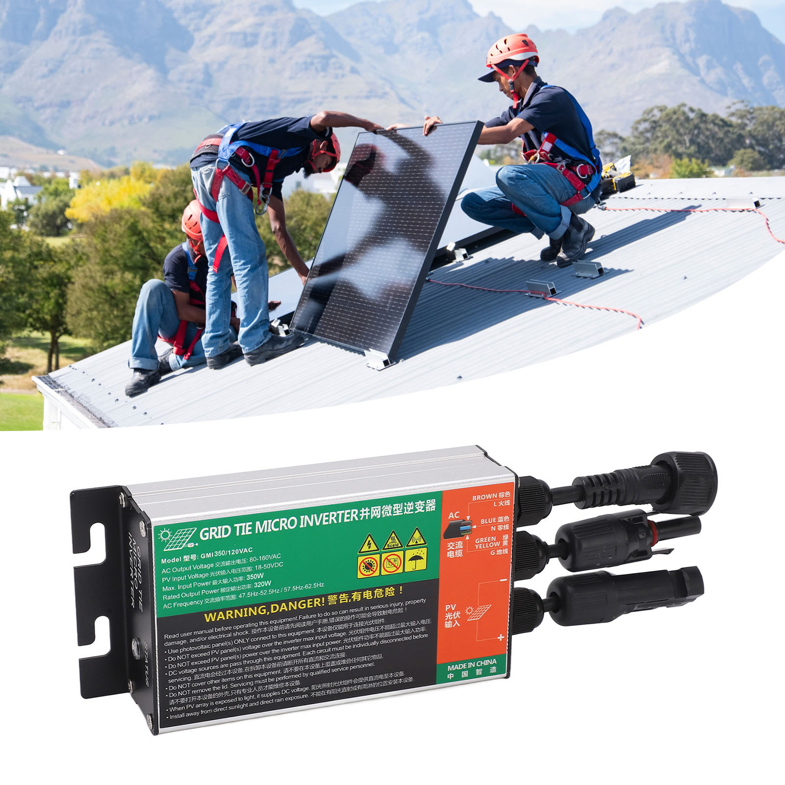 GMI 120W Inverter 120 Watt Pure Sine Inverter AC220V Island Protection Stable Power Output Current Protection for Outdoor. 