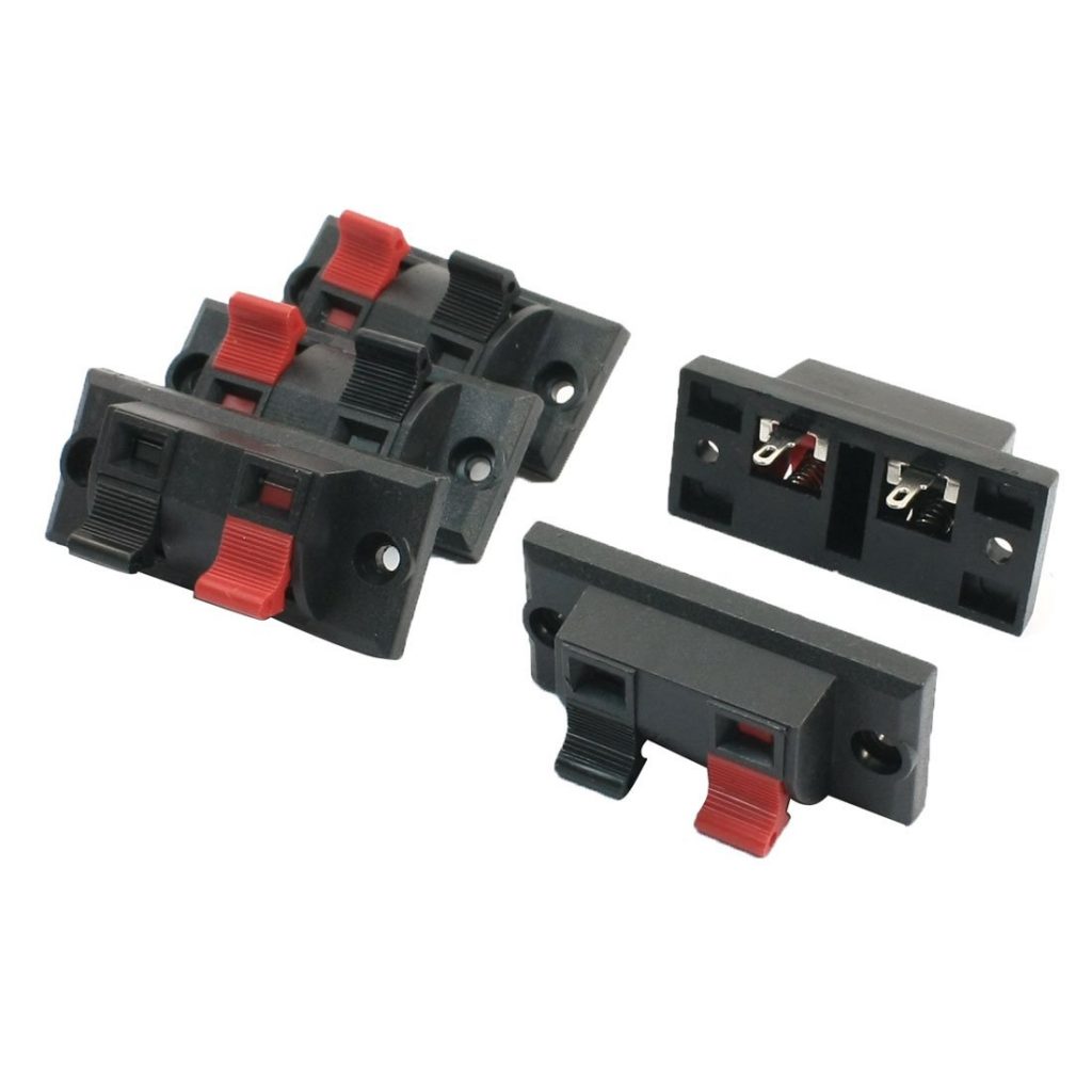 2Pcs 2 Way Speaker Terminal Block 2 Way Connector Vertical Amplifiers PCB Mount 2 Positions Jointingm Clamp Test Clip Stereo Strip Shape Push Release Plate 1 Black 1 Red Electrical Circuitry Parts. 
