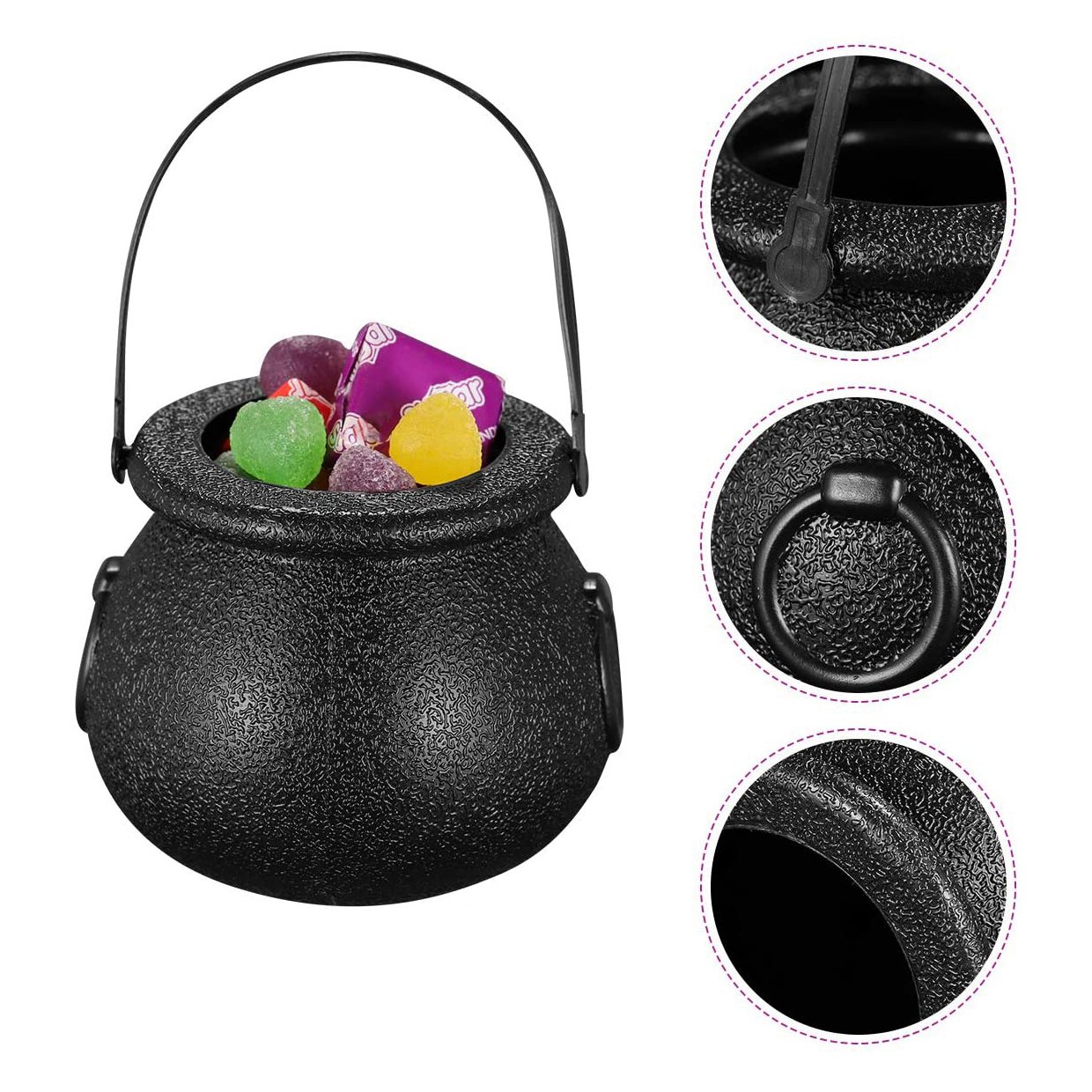10Pcs Black Cauldron Candy Holder Pot with Handle Halloween Candy Bucket Kettle Mini Black Witch Cauldron for Halloween. 