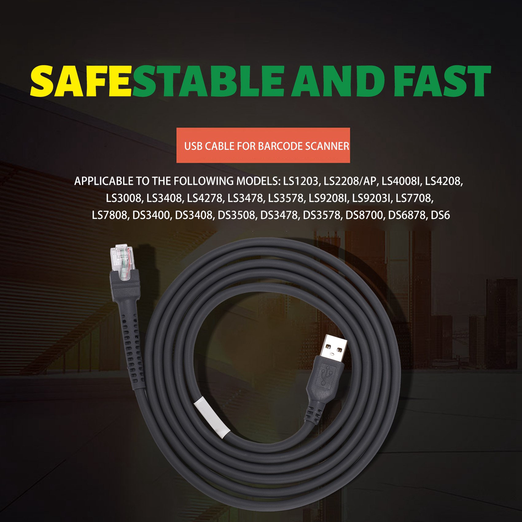 Scanner data cable barcode scanner USB port data cable. 