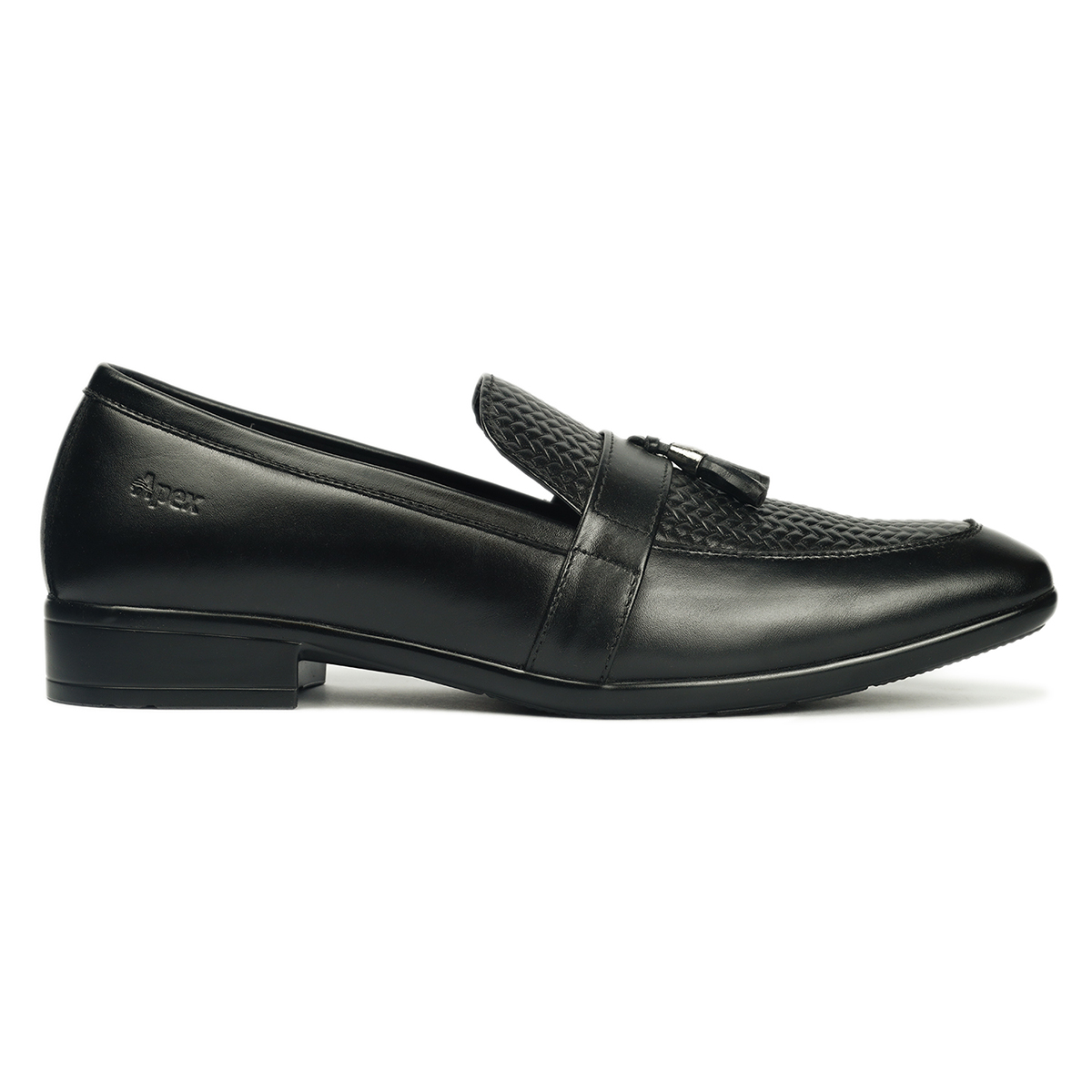 Apex Black Leather Moccasin for Men. 