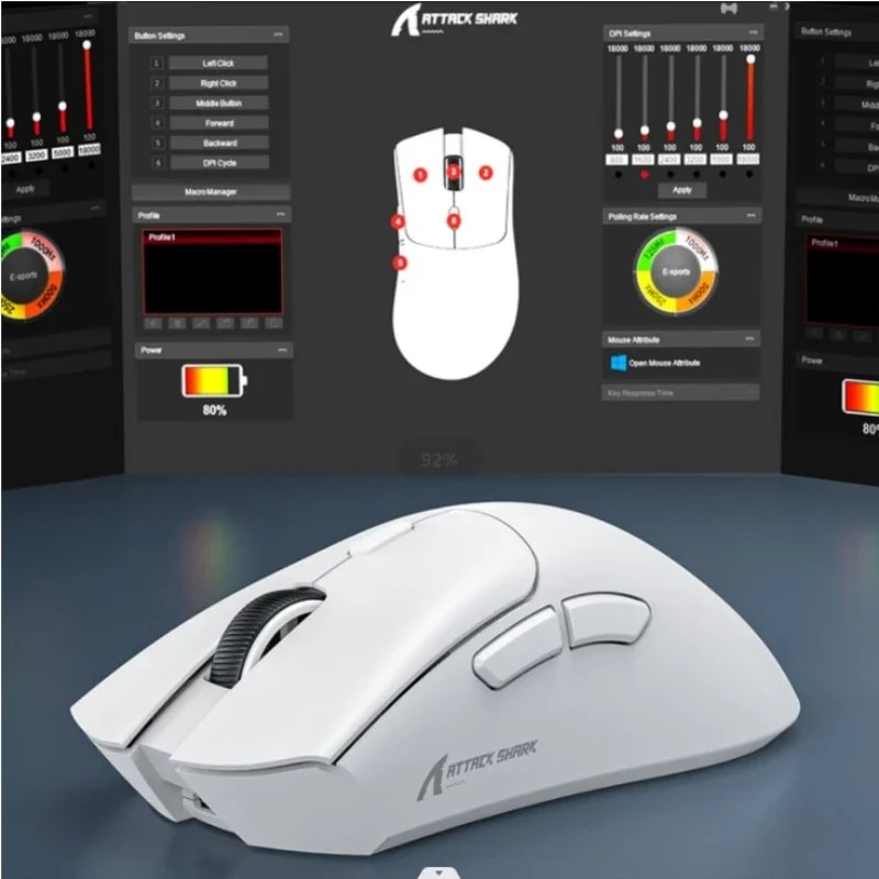 Attack Shark R1 18000dpi Wireless Mouse, 1000Hz, Tri-mode Connection, PAW3311,Macro Gaming Mouse. 