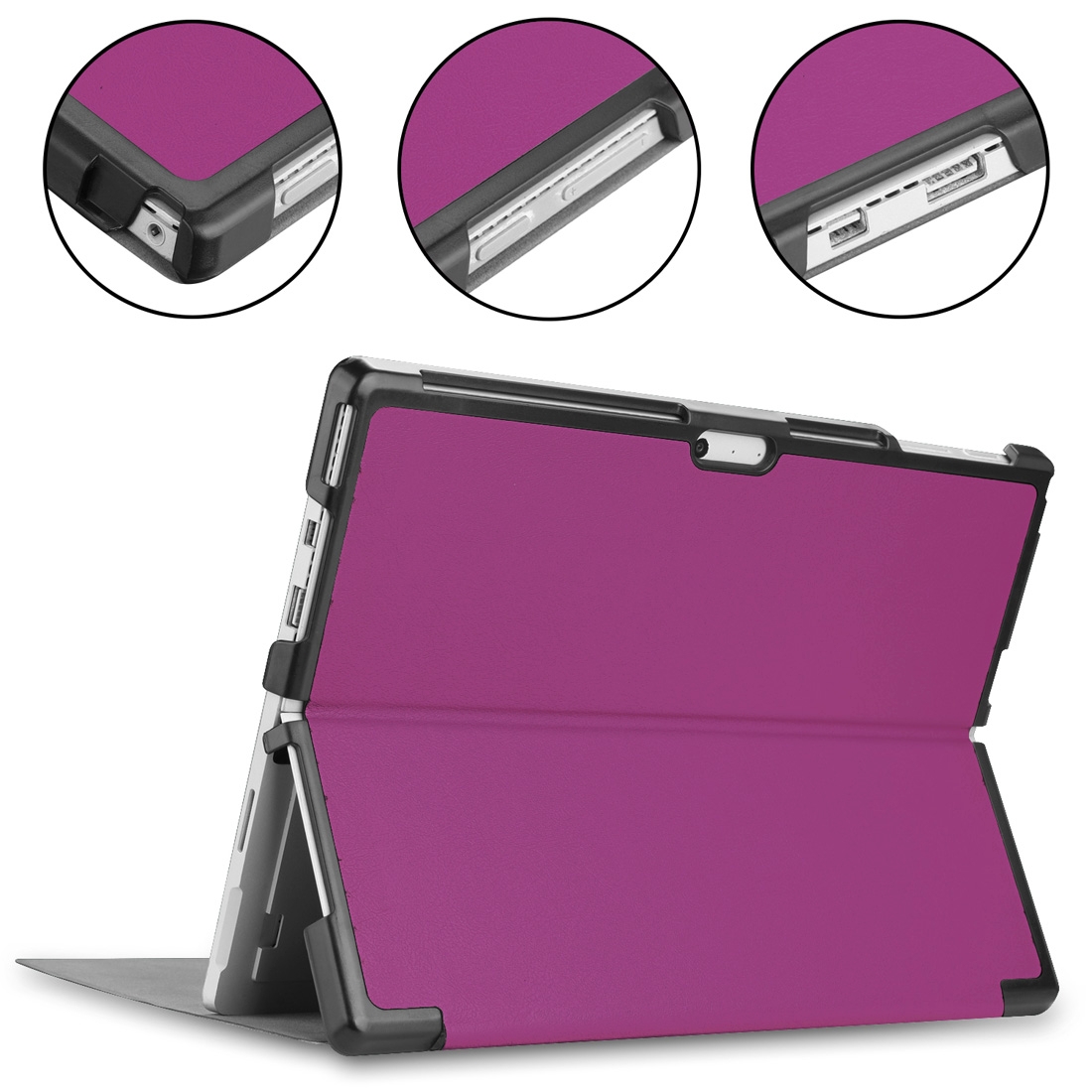 （COD)Custer Texture Horizontal Flip PU Leather Case for Microsoft Surface Pro 4 / 5 / 6 / 7 12.3 inch, with Holder & Pen Slot. 