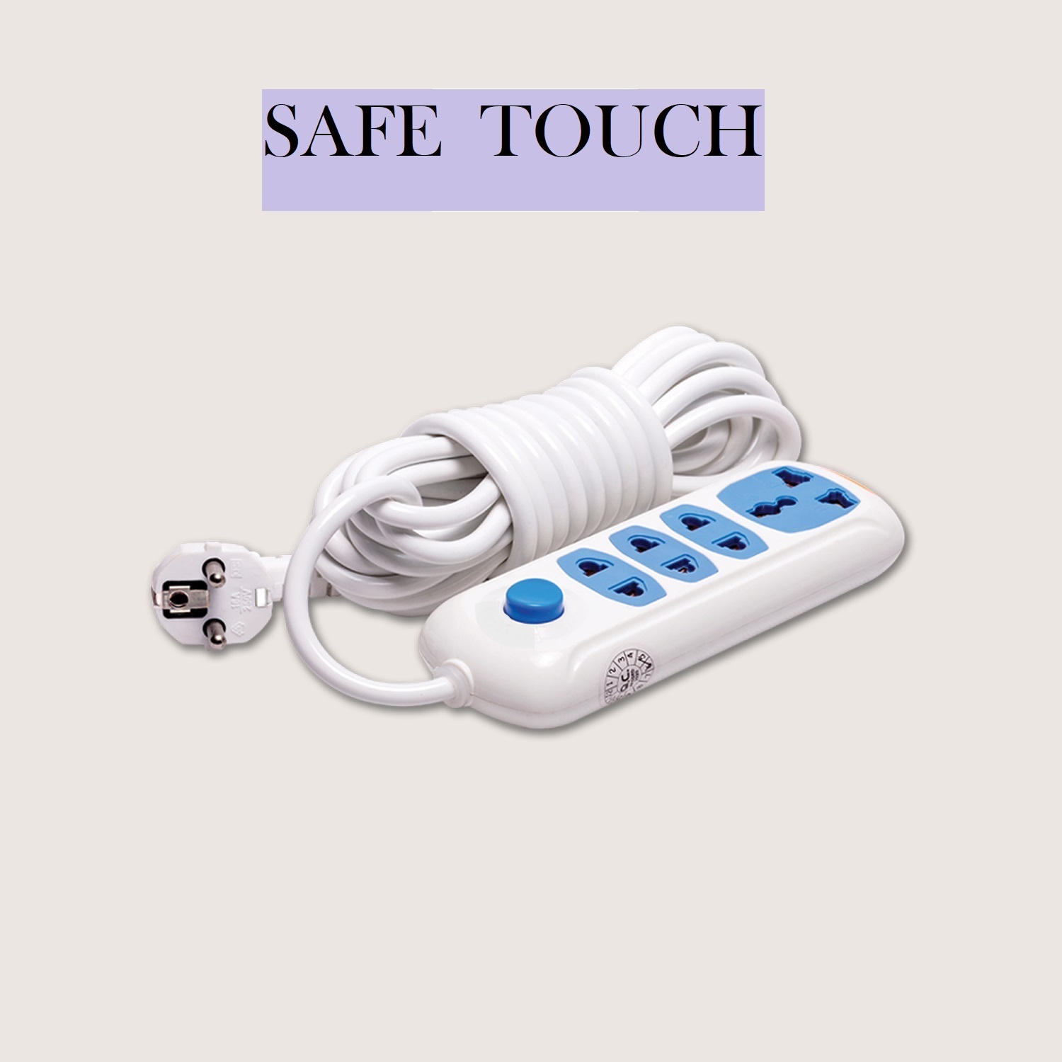 SAFE TOUCH ST-0034 Multiplug 4 Port Extention Socket White Multi Plug