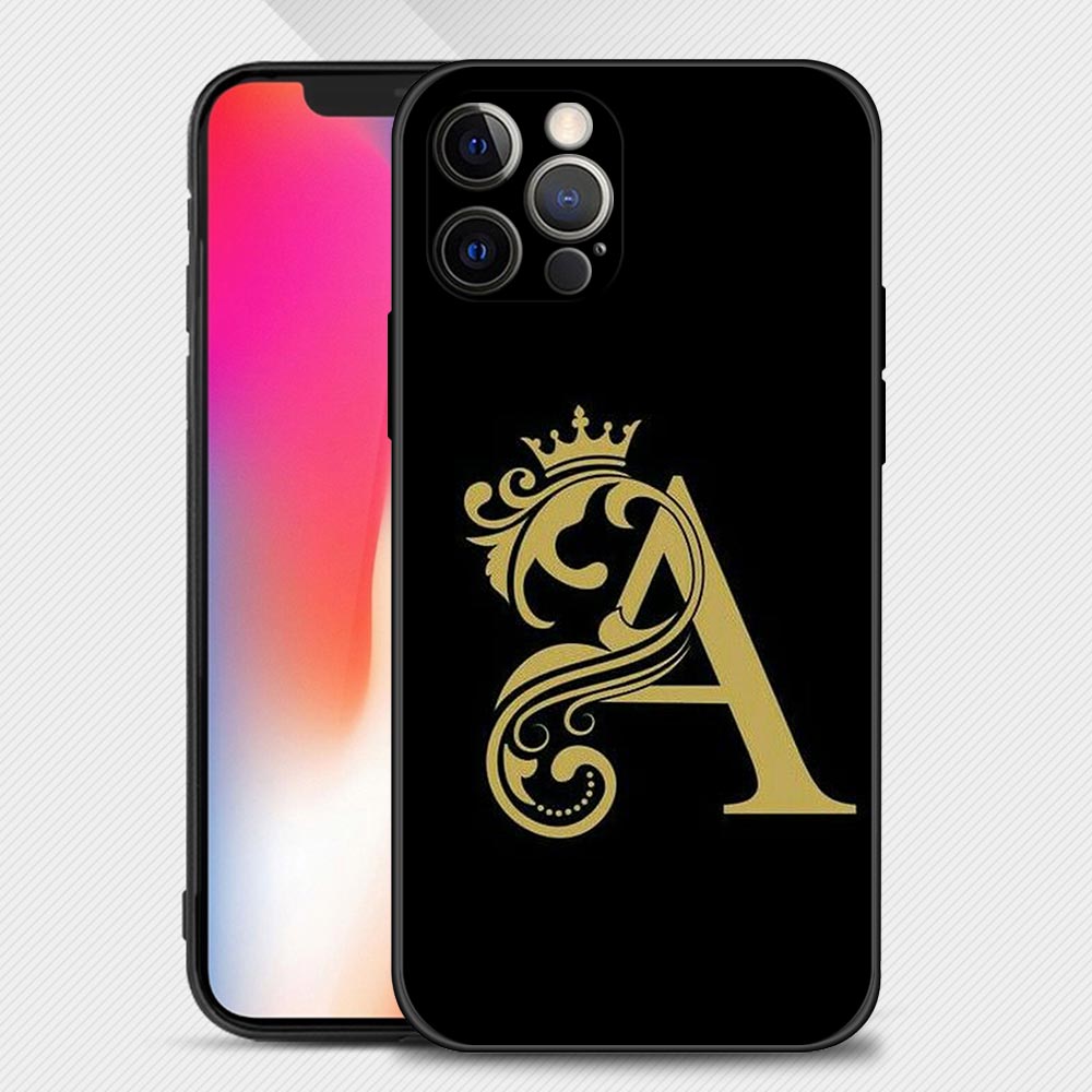 Luxury Gold Royal Crown Letter A-Z Phone Case For Apple iPhone 15 14 13 12 11 Pro Max 15Plus 14Plus 13Mini XS XR X 7 8 Funda. 