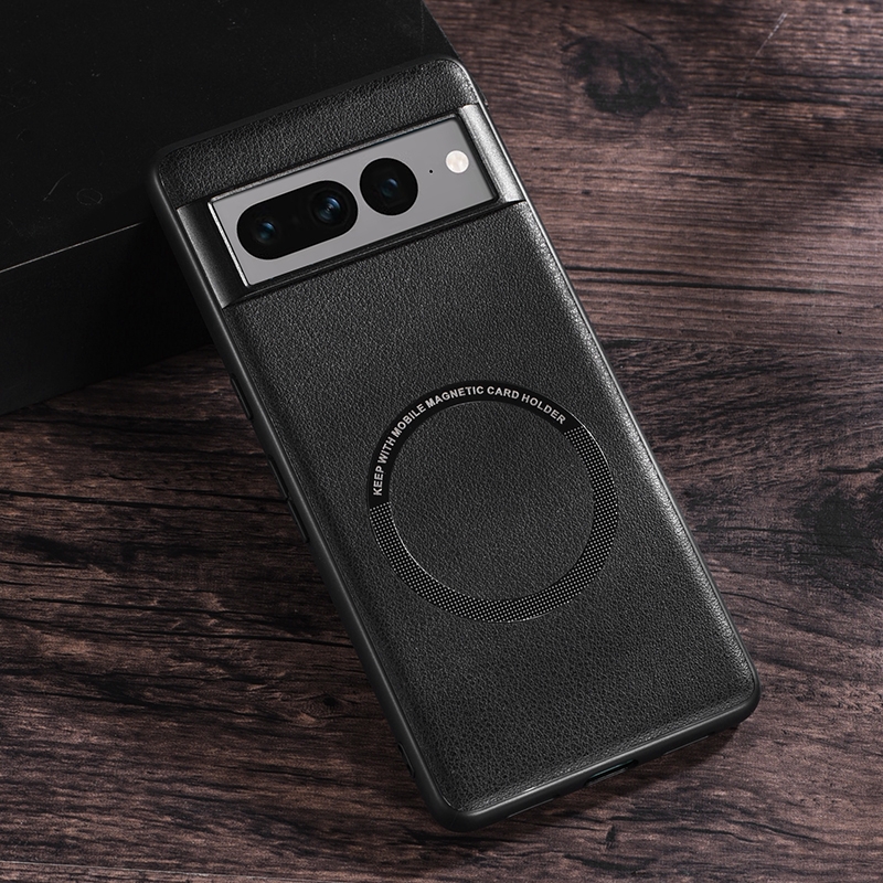 For Google Pixel 7 Pro Magsafe Magnetic Ring Leather Texture Phone Case