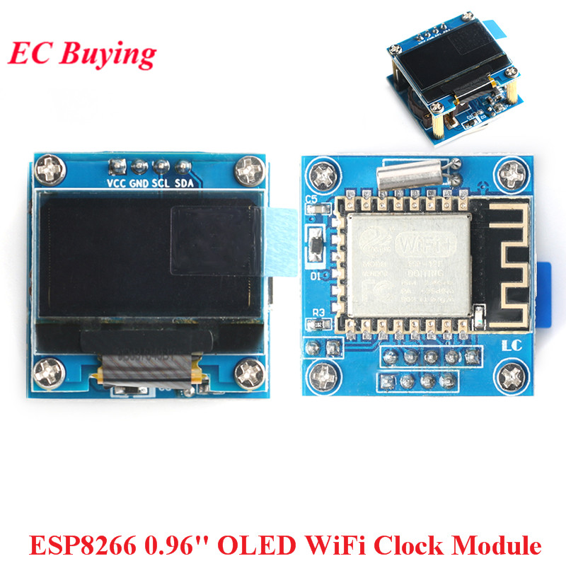 ESP8266 0.96 inch OLED Display Module WiFi Clock LCD Screen ESP-12F DIY Weather Forecast IIC I2C Inter 5V ESP12F For Arduino. 