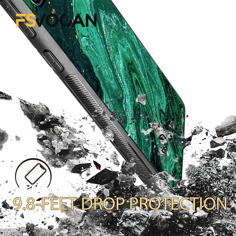 【Healer DingD】 Emerald Green Jade Stone Pattern Phone Case For Samsung S21 S20 FE Plus S23 S22 A71A72 A53 A52 A51 A54 Ultra A12 A31 A32 A33 A34. 