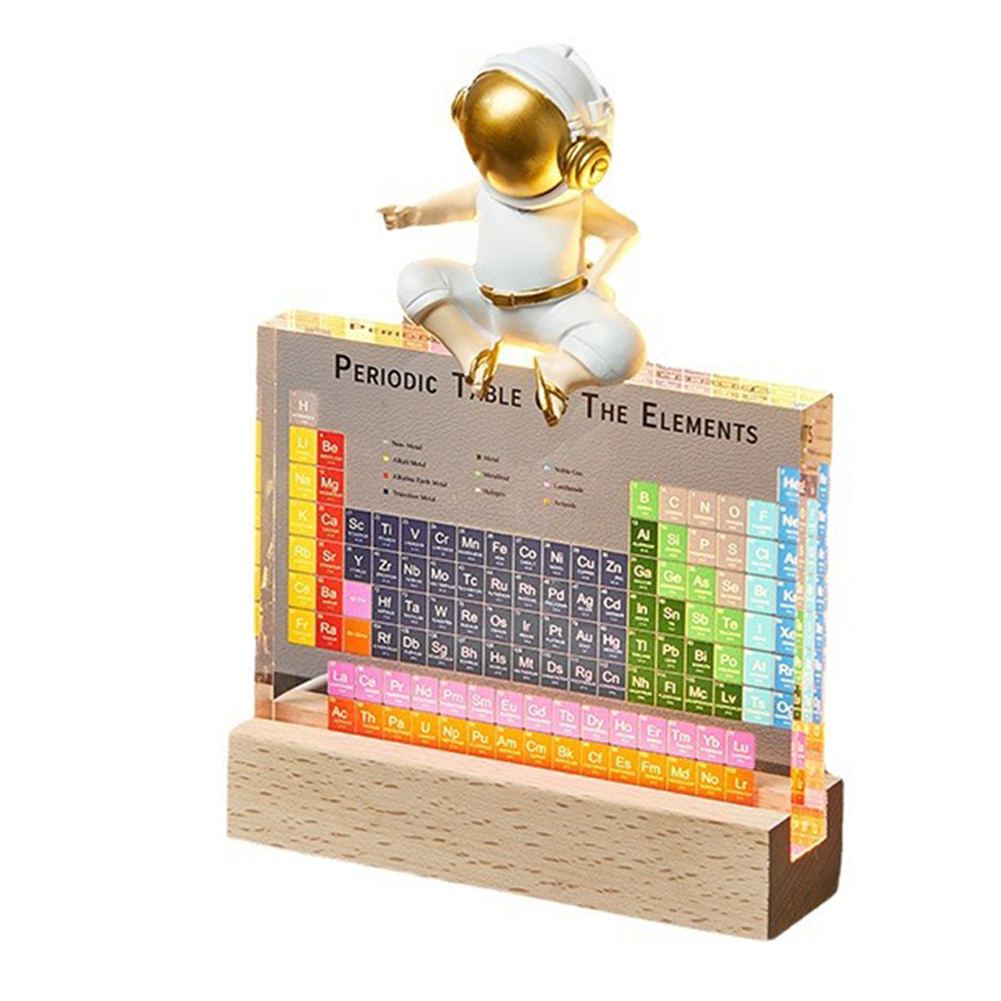 GC Periodic Table With Light, Acrylic Periodic Table Ornaments With 83 Kinds Of Real Elements And Wooden Stand, Home Decor For Science Lovers Students Gifts. 