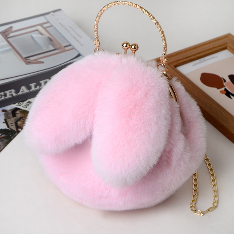 onghan aomao iagonal Straddle ag andheld ag Imitation Fur lush ag ew Chain ag Versatile Cute abbit Ear. 