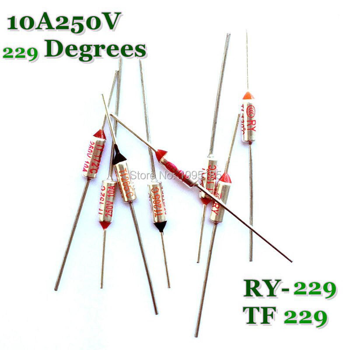 RY 5pcs/lot New Micro thermal fuse 10A250V Degrees Tf 229 C Mini temp fuse metal shell Thermal Cutoff RY-229 RY229