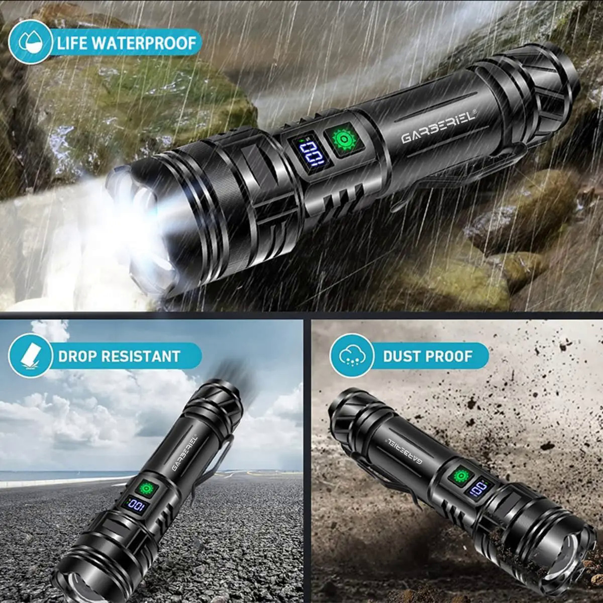 High power LED flashlight Type-C USB rechargeable long range tactical torch strong light lamp outdoor ultra powerful flash light. 