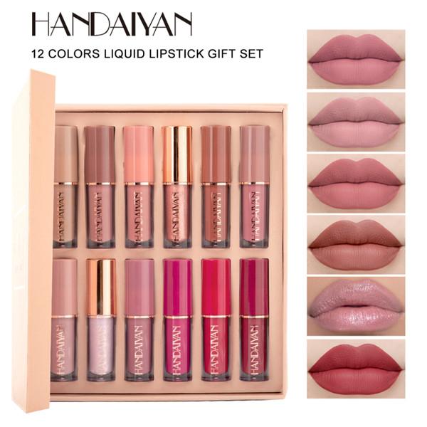 Handaiyan 12 Color Matte Liquid Lipstick Set Long-Lasting Smudge Proof - Kurti. 