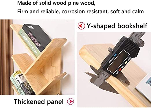 Shelves Tree Bookshelf Made of Wood Book Shelf Spine Tower Shelf Removable Storage Wall Shelf. 