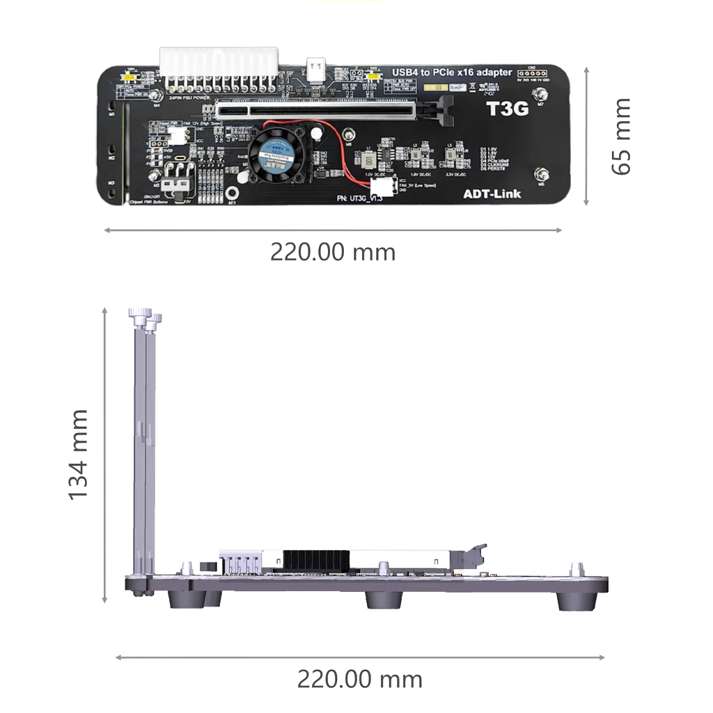 ADT-Link UT3G External Graphics Card USB4 to PCIe 4.0 x16 eGPU Adapter for Thunderbolt 3/4 For NUC ITX STX Notebook Laptop PC. 