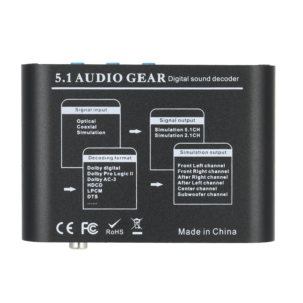 5.1 Channel AC3/DTS Audio Gear Digital Surround Sound Decoder. 
