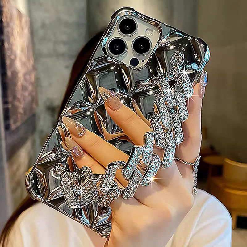 [autismaut] Suitable for Apple iPhone15pro Phone Case Luxury Rhinestone Bracelet 14 Classic style xr Upscale xsmax Tide 13