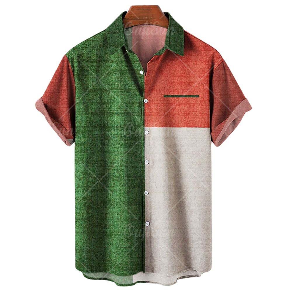 2022 Summer Hawaiian Men's Shirts Colorful Striped 3d Printed Shirts For Men Beach Casual Tee Shirt Men Large Size Tops Camicias. 