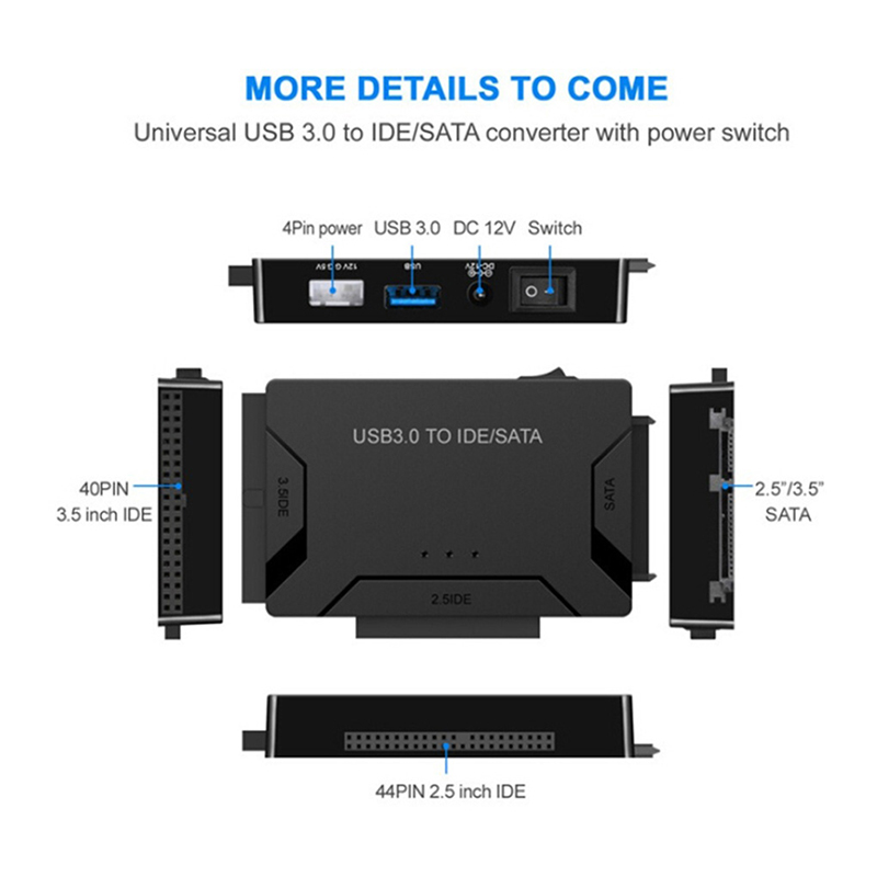 SATA to USB 3.0 IDE Adapter USB 3.0 2.0 SATA for 2.5 3.5 Hard Disk Drive HDD SSD Converter IDE SATA Adapter Cable for Laptops. 