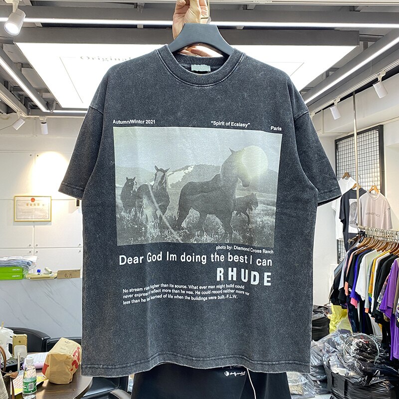Men Women Vintage Heavy Fabric RHUDE 