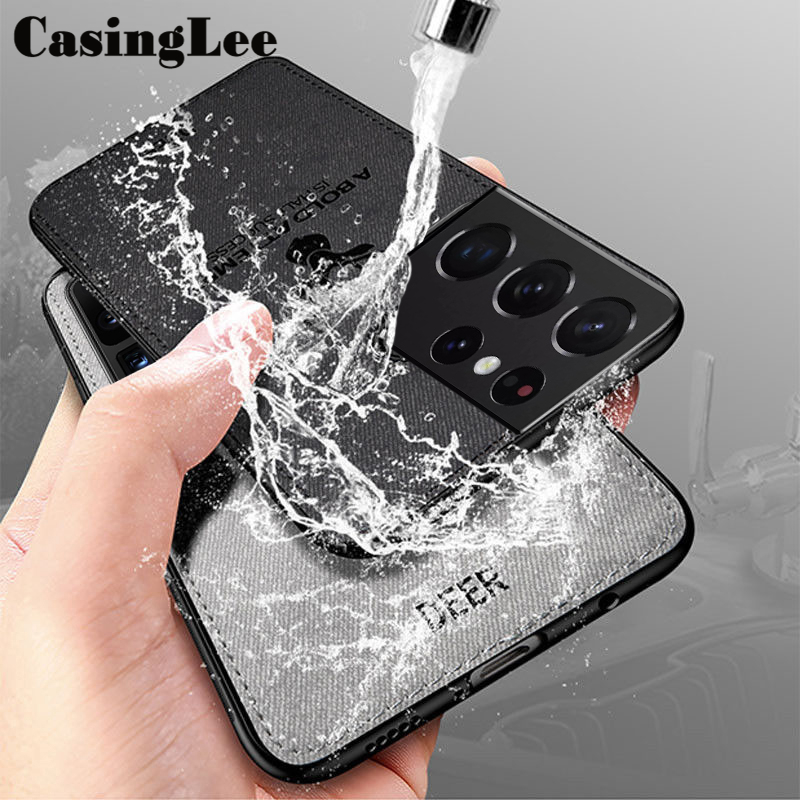 Casinglee for Samsung Galaxy S21 ultra thin case hybrid matte deer design fabric cover for Samsung S21 ultra case cover. 
