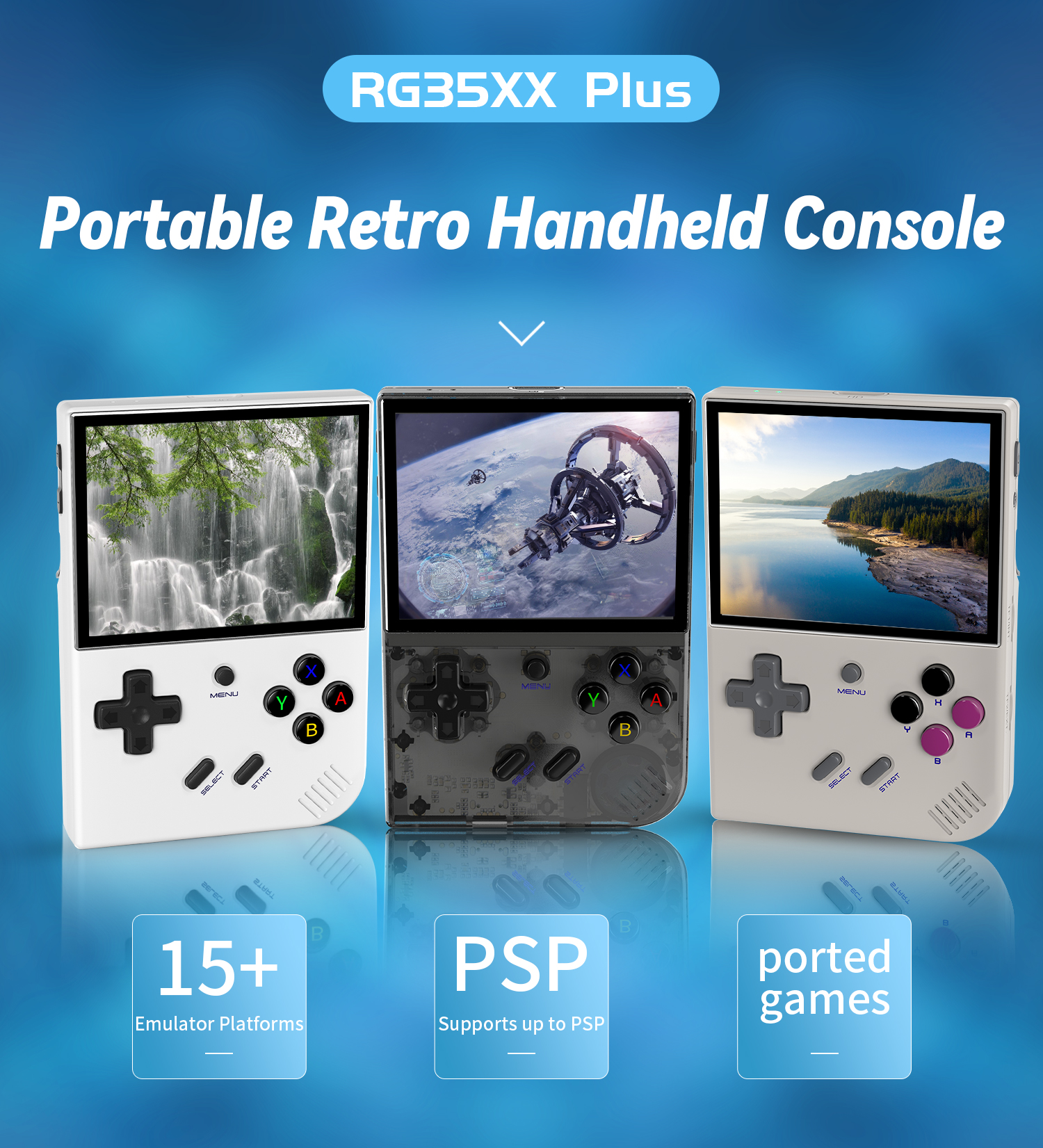 ANBERNIC RG35XX Plus Retro Video Handheld Game Console Linux System 3.5 in IPS Screen Built-in 3300mAH Battery 64G TF 5500 Games. 