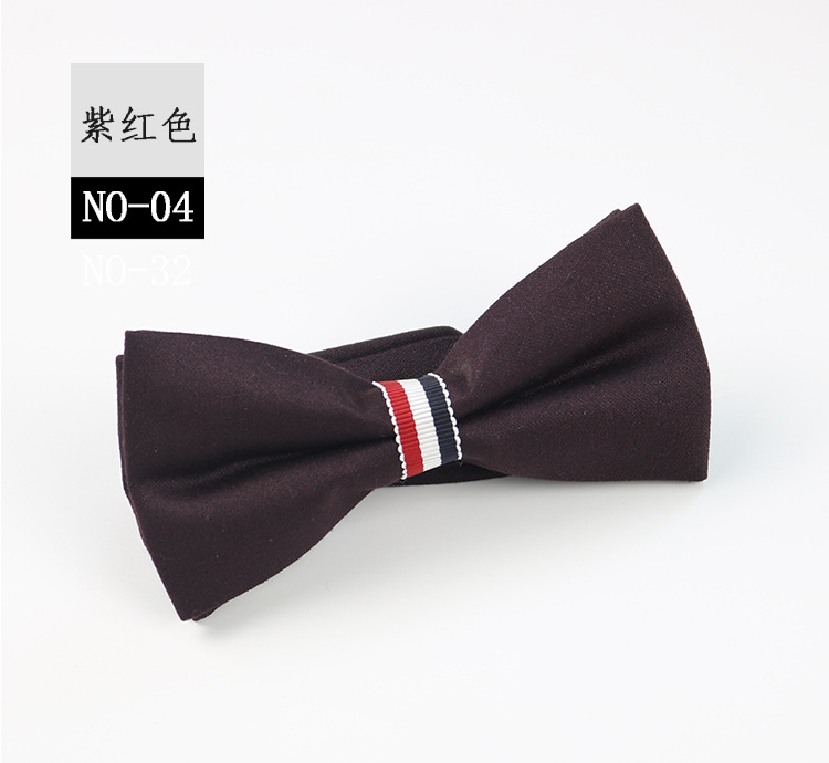 TB bow tie men's spot casual marriage solid color black gray cotton performance tricolor stripe korean version bow