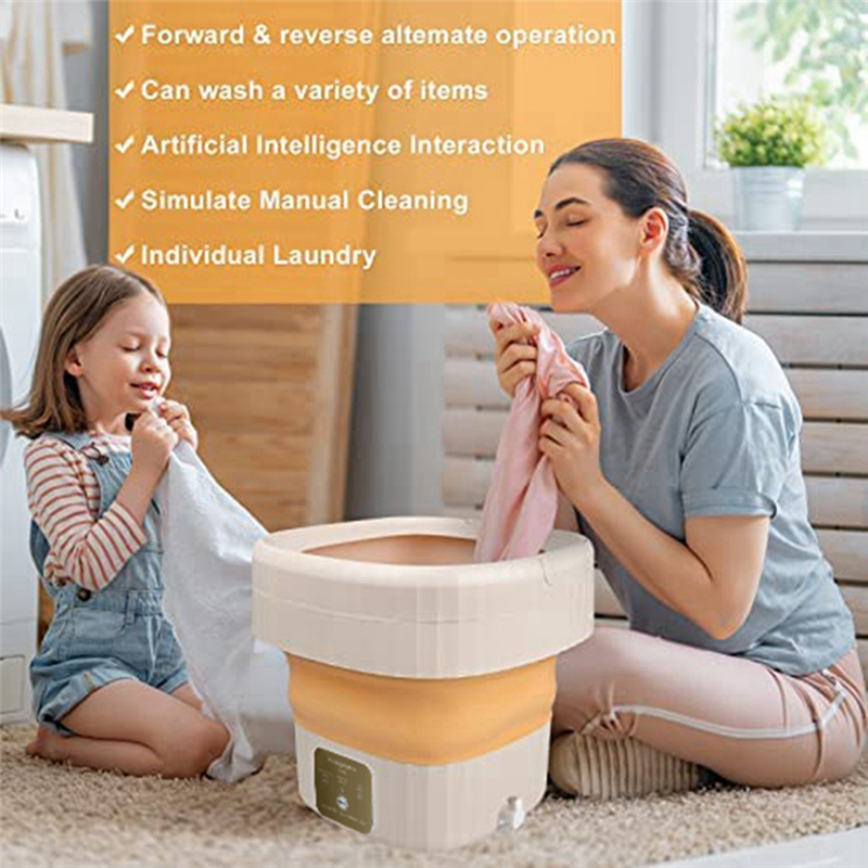 Small Bucket Washing Machine with Touch Screen and Drainer Basket for Camping, Apartment US Plug. 