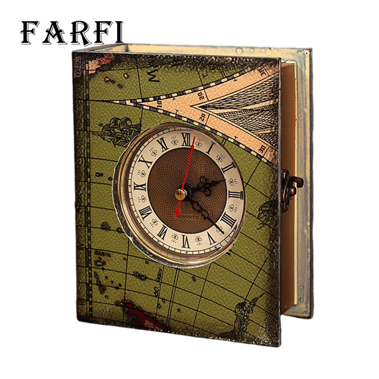 Secret Book Storage Box Vintage Style Book Storage Box with Clock Large Capacity Decorative Organizer for Home Office Desktop Realistic Fake Book Stack Design Faux Book Storage Box