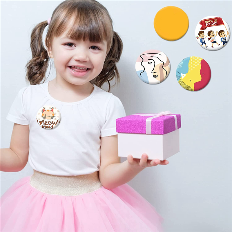 100 Sets Round Button Parts Blank Making Supplies 58mm Metal Button Badge Making Kits, Blank Pin Back Button Parts. 