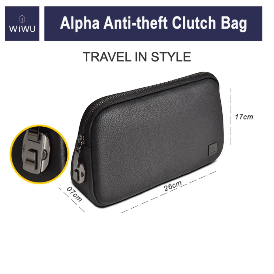 Whimsical Signature Style -Versatile -Quality And Durablity -WiWU Alpha Anti-theft Clutch Bag- Innovative- Significant Desire