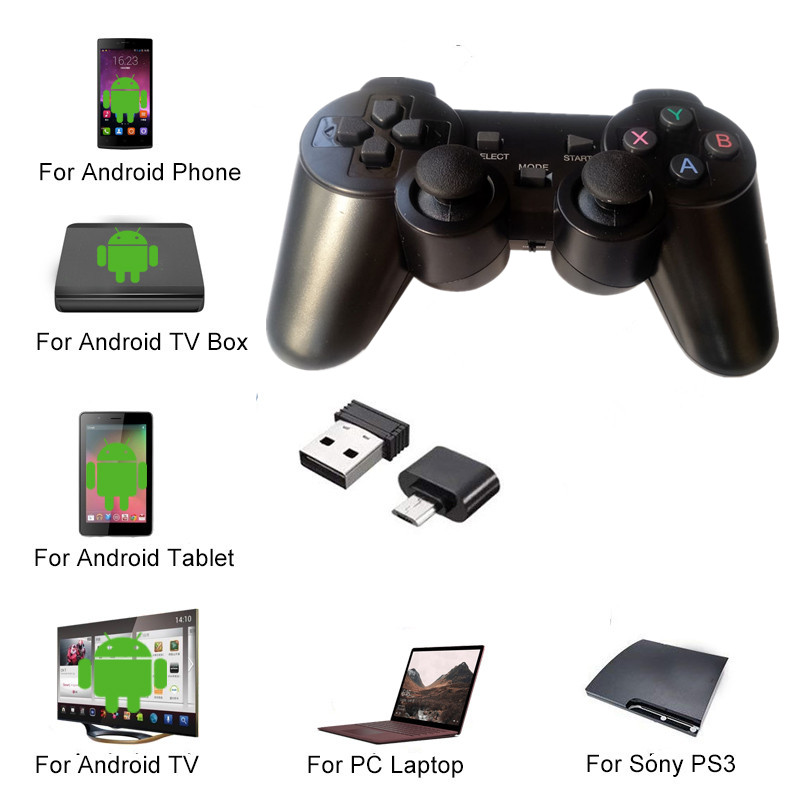 2.4G Wireless Game Controller Joystick With Micro USB OTG Adapter For PS3 / PC / TV Box /Android Phone/Tablet Gamepad. 
