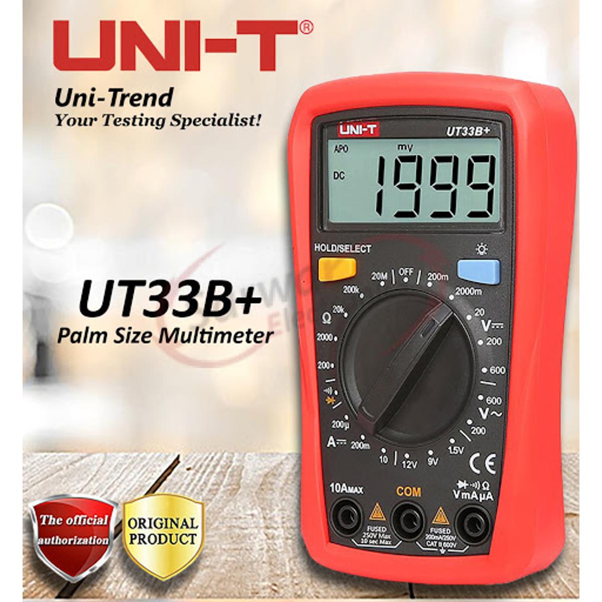 UNI-T UT33B+ Digital Multimeter Current AC DC Voltage Resistance Diode Battery Tester LCD Backlight - Kings Trading