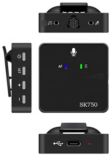 SK750 Dual or 2 Wireless Lavalier Microphone for Phone DSLR Camera Smartphone 2.4GHz Wireless Mic Recording for Vlog. 