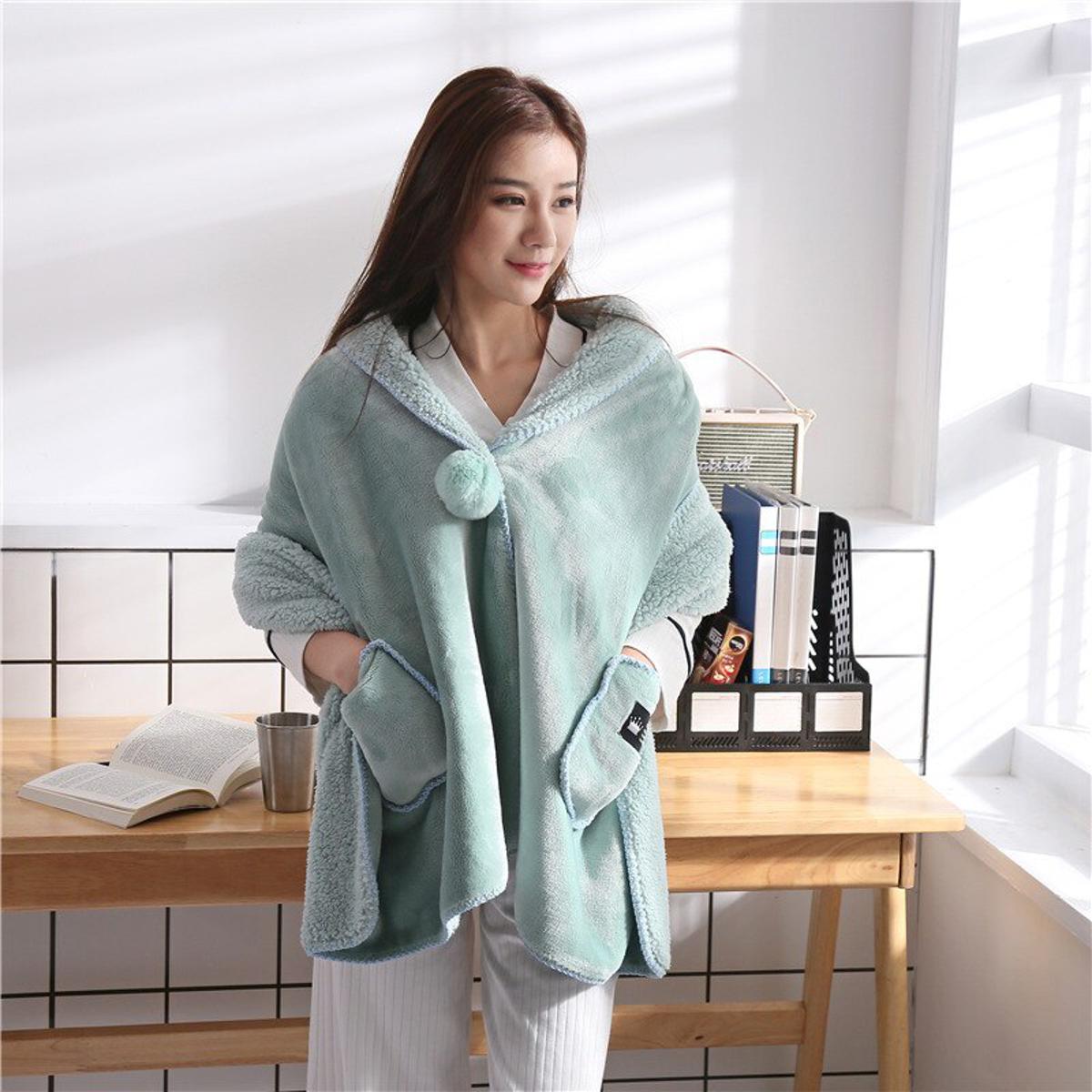 Multifunctional Lazy Shawl Blanket with Pockets for Men Kids and Women Warm Wearable Blankets Use Sofa Home Office