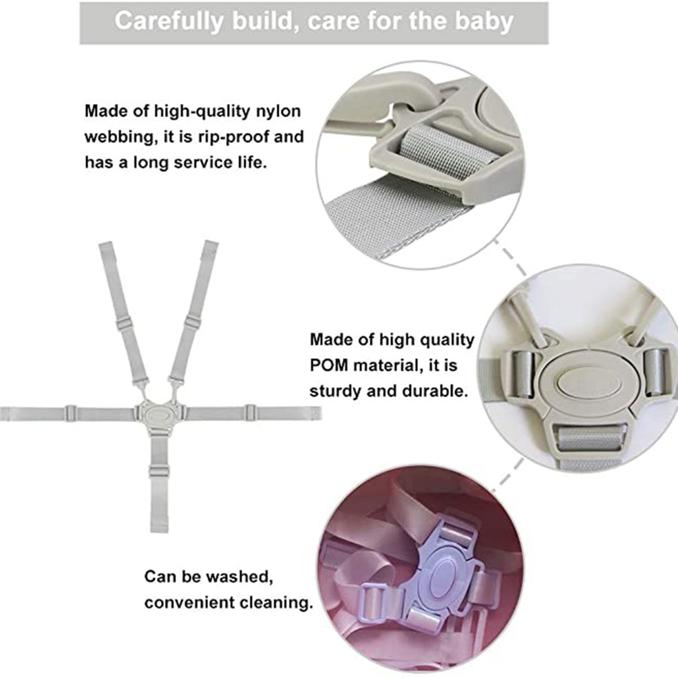 High Chair Harness Adjustable Child Chair Strap With Buckle 5 Point For Baby. 