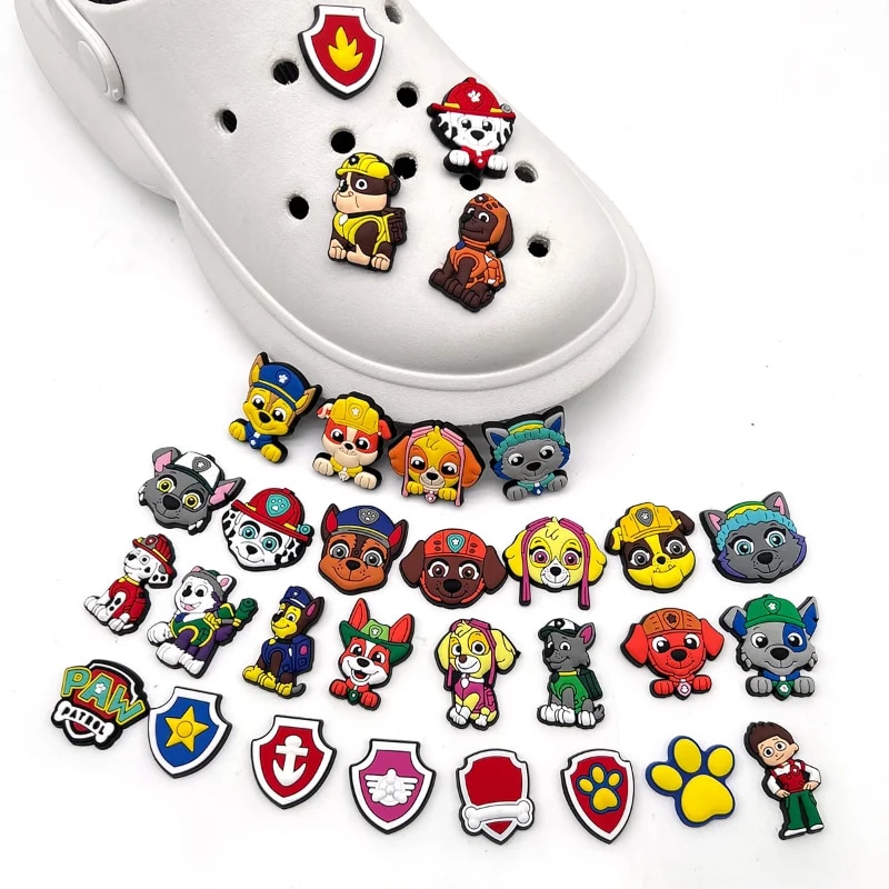 Paw Patrol Chase Crocs Charms Accessories Shoe Buckle Wholesale Sky DIY Cartoon Sneakers Shoes Decoration Kids X-mas Party Gift. 