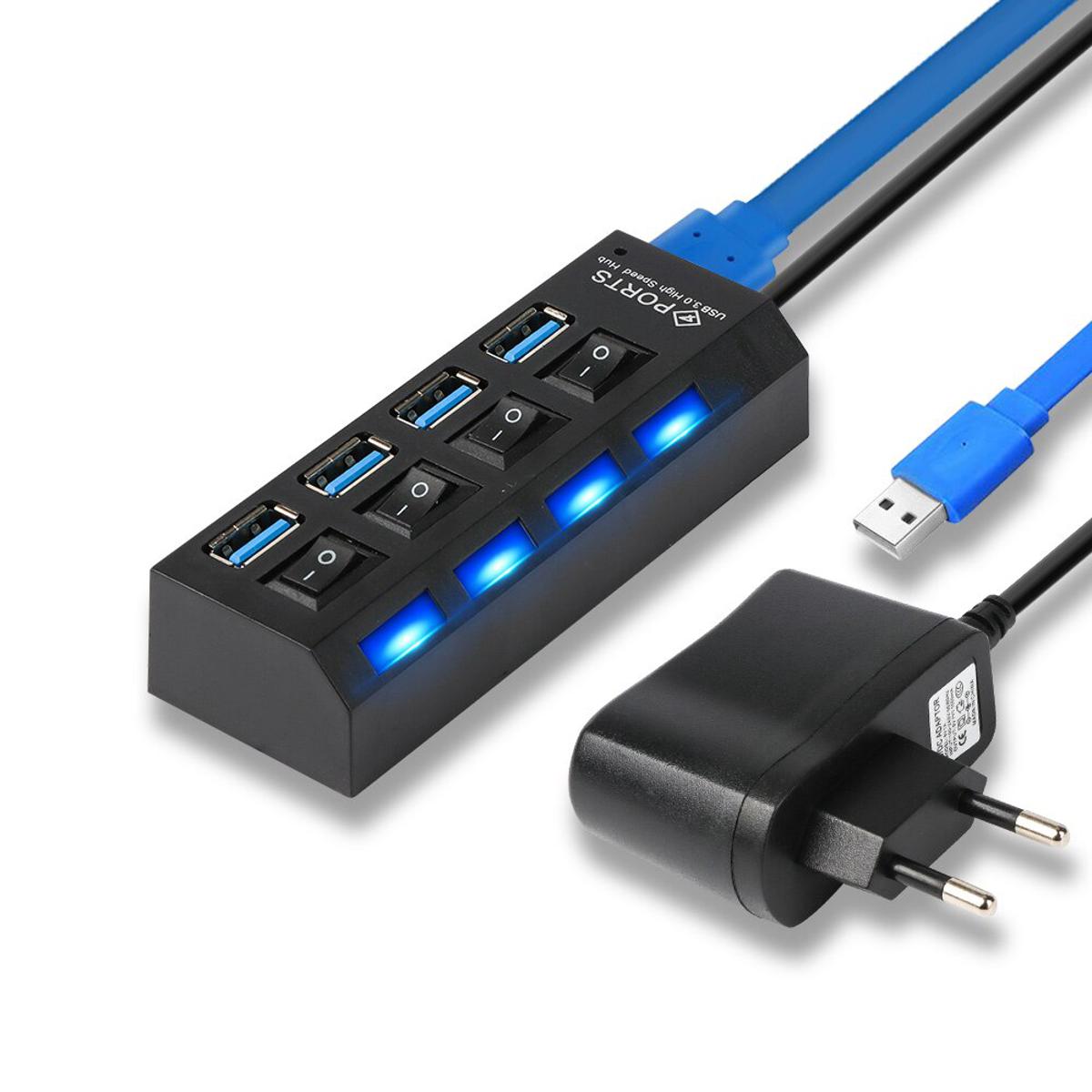 【VisioN Shop】USB HUB 3.0 4/7 Multi Port USB Splitter Power Adapter Multiple Expander For PC Laptop