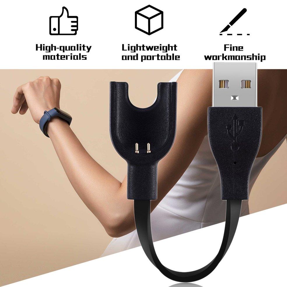 USB Charging Cable Dock Charger for Mi Band 3/M3/M4, Part of smart watch - Black. 