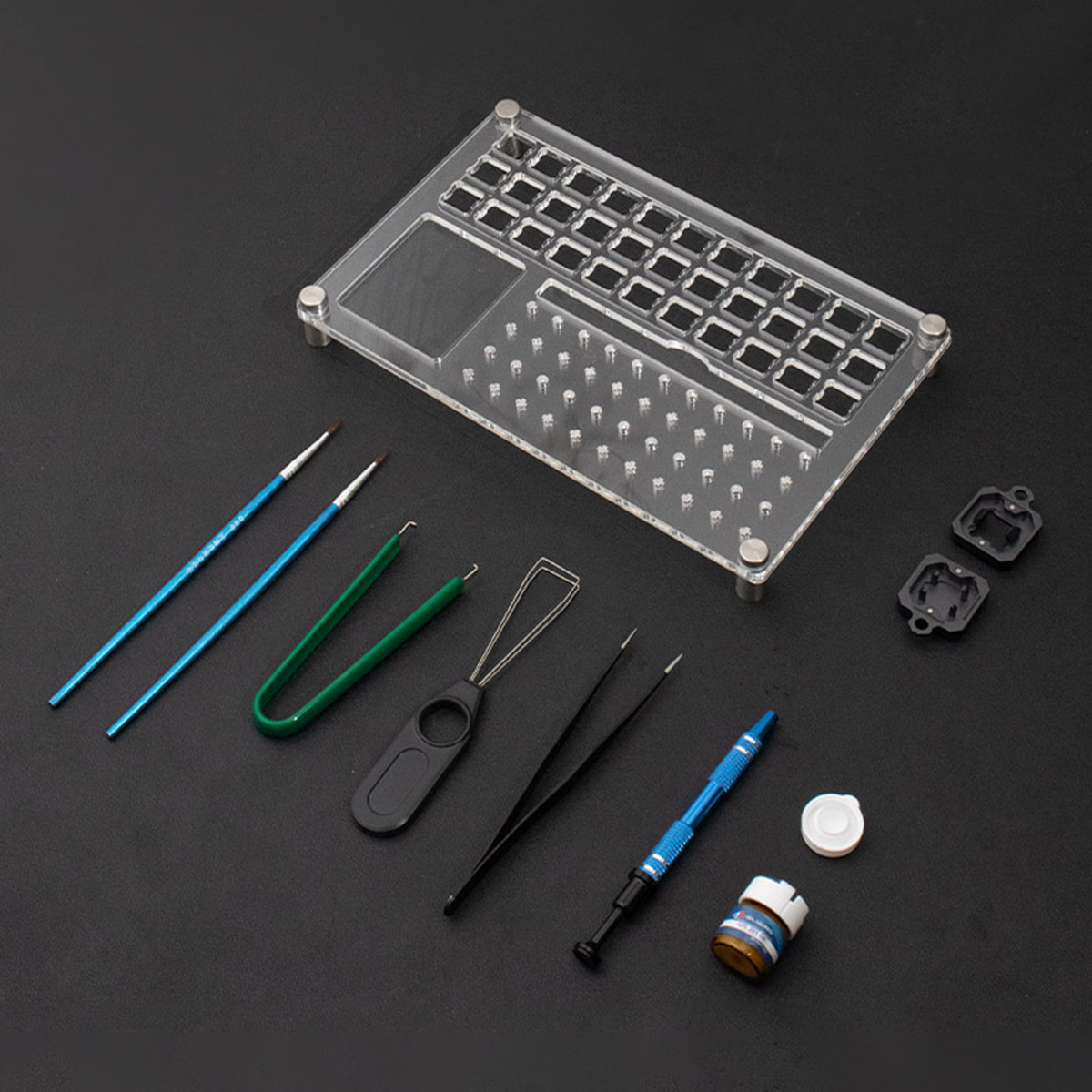 Good night Switch Tester er Key Caps Tool Acrylic Lube Station Double-Deck Removal Platform Keycaps Puller Mechanical Keyboards DIY Kit