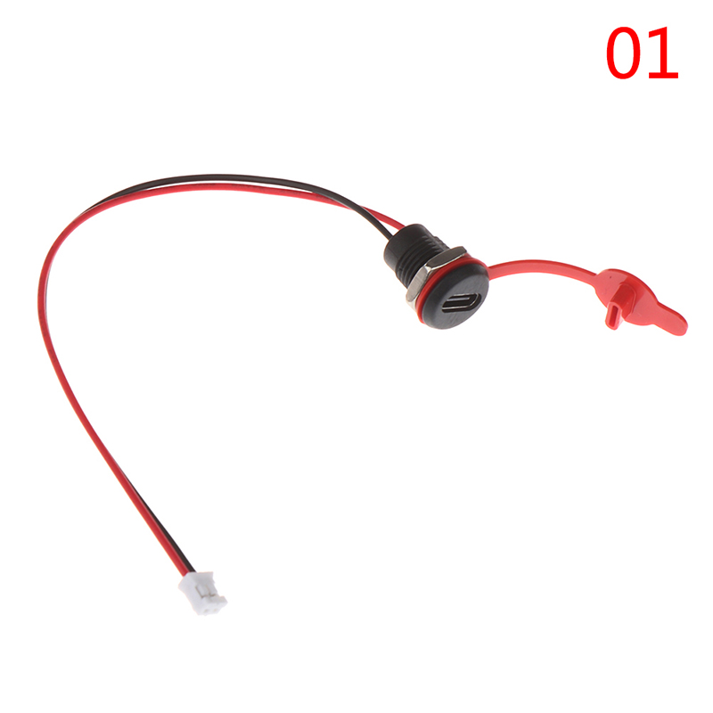 USB-C 2Pin High Current Charging Socket With PH2.0 Nut Snap Lock Plate USB TYPE-C Female Type C Waterproof Female Connector Jack Waterproof Socket With JST Cable Demoo