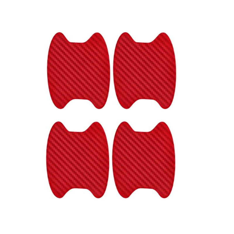 4Pcs Door Handle Stickers, Carbon Fiber Scratch Resistant Door Cup Guards, Fits Most Car Handles 6.8X8.5cm Red