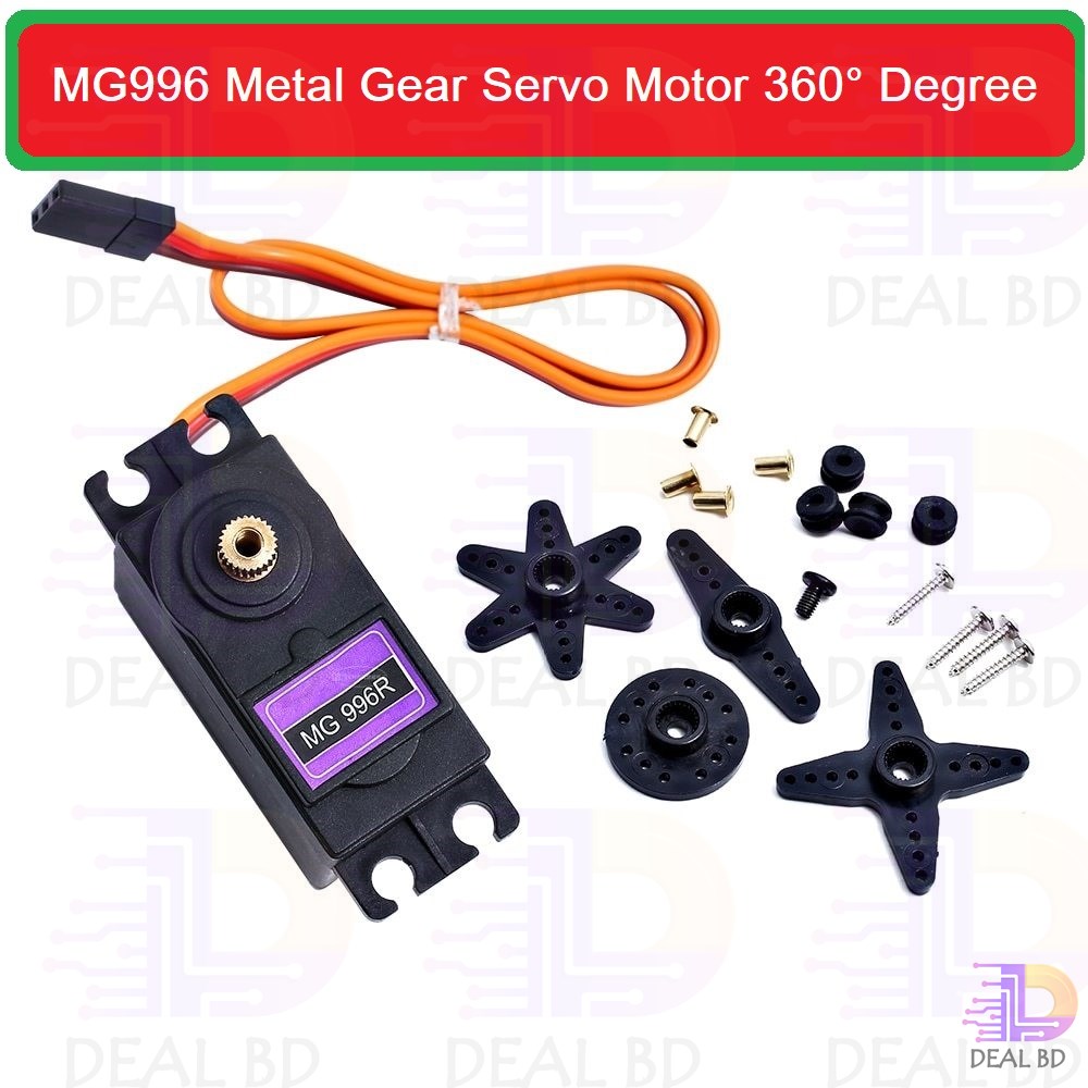 MG996R MG996 MG-996 360 Degree Servo Motor Large Torque DC 4.8V 7.2V Metal Gear Servo Motor 360° Degree Rotation Standard Quality With Cables Wire For Arduino DIY. 