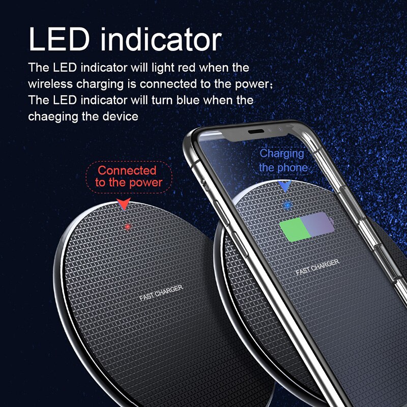 Qi wireless charger For Samsung Galaxy S8 S9 Plus Note 8 9 For IPhone X XR XS 11 Pro Max 10w Fast Charging Pad wireless Charger BQ.