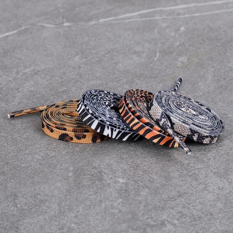 Classic Animal Patten Print Shoelace Creative Unisex Sneakers Canvas Shoe Lace Flat Leopard Zebra Tiger Snake Shoelaces Strings. 
