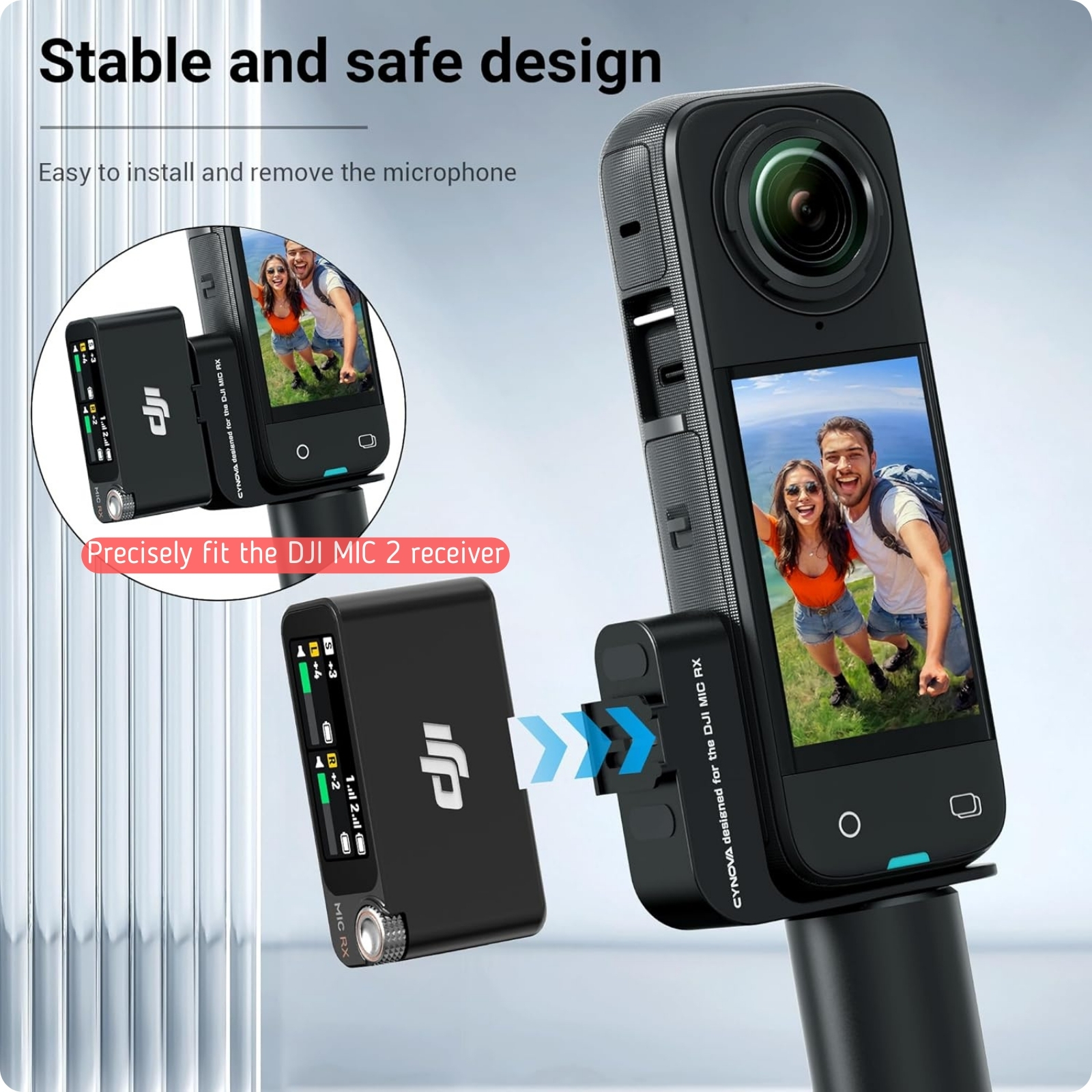 CYNOVA For Insta360 X4 Cold Shoe Mount Audio Mic Adapter Microphone Receiver Holder For DJI Mic2 RX Insta 360 X4 X3 Accessories. 