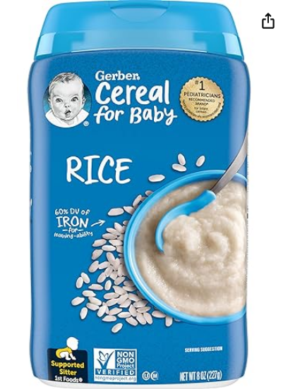Gerber Cereal Foods Rice Cereal, Non-GMO, Gluten Free & No Artificial Flavors or Colors, Made with Essential Nutrients-227g uk